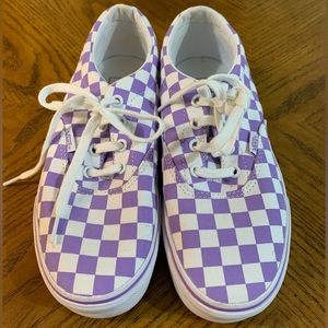 Vans purple check retro purple checkered lace up sneakers  womens size 8